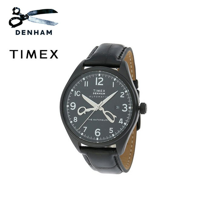 タイメックス 腕時計（メンズ） [TIME SALE] DENHAM × TIMEX デンハム タイメックス コラボ Waterbury ウォーターベリー シースルーバック クロコダイルレザー 腕時計 ギフト プレゼント