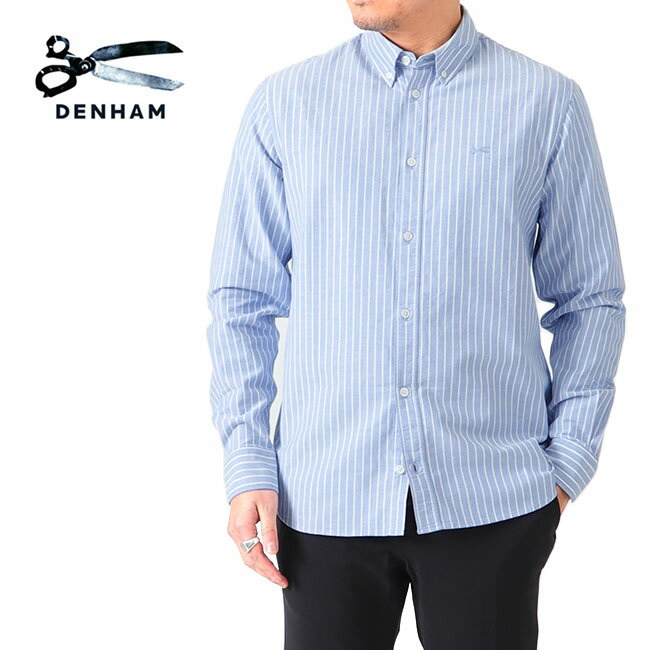 DENHAM デンハム ボタンダウン ストライプ オックスフォードシャツ RICH REG SHIRT 長袖シャツ メンズ