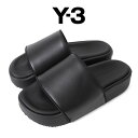 Y-3 ワイスリー プラットフォーム 厚底 レザー スライドサンダル FZ6403 黒 メンズ レディース