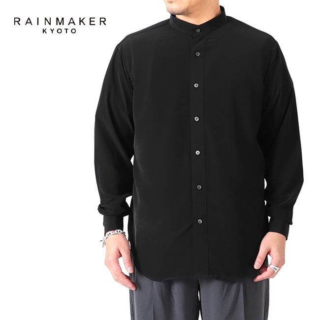  RAINMAKER レインメーカー ロングテイル バンドカラーシャツ RM231-039 黒 長袖シャツ メンズ