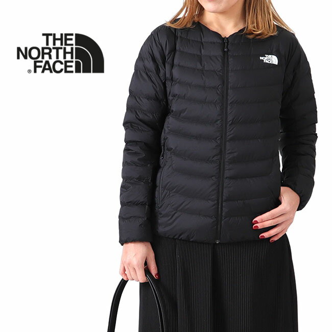 ザ・ノース・フェイス ダウンジャケット レディース THE NORTH FACE ノースフェイス サンダー ラウンドネック ライトダウンジャケット NYW82213 黒 インナーダウン ノーカラー レディース