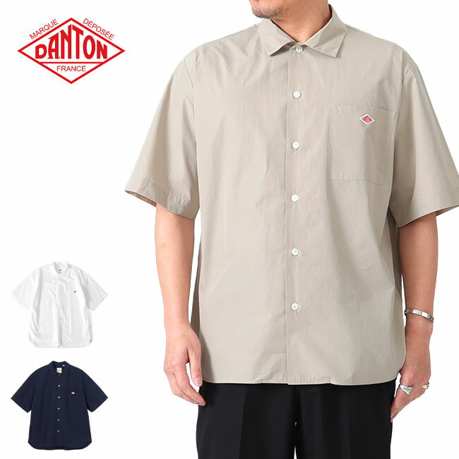 DANTON ダントン コットンポプリン ワッペンロゴ ワークシャツ DT-B0049 CPL 半袖シャツ メンズ **