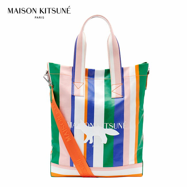 楽天Golden State[TIME SALE] Maison Kitsune メゾンキツネ マルチストライプ フォックスロゴ 2WAY トート & ショルダーバッグ KU05111WE4006 ギフト プレゼント