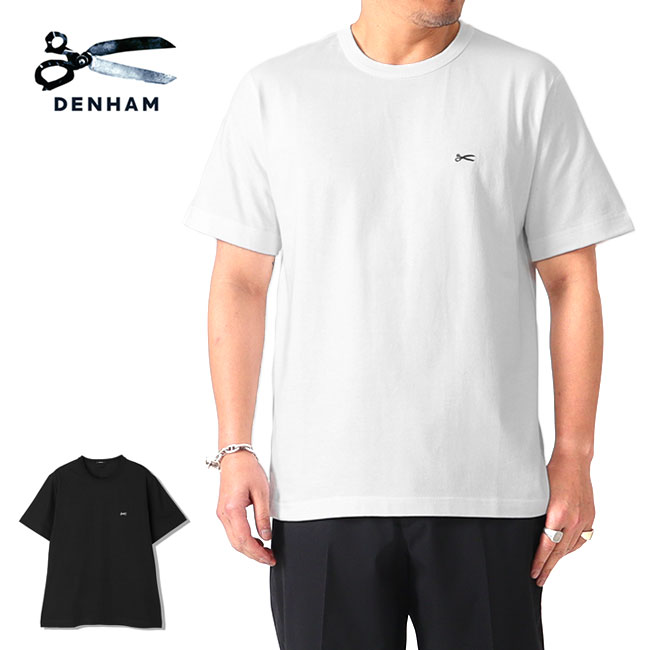DENHAM デンハム AMERICANA SCISSOR TEE HCJ シザーロゴ刺繍 Tシャツ 黒 白 半袖Tシャツ メンズ