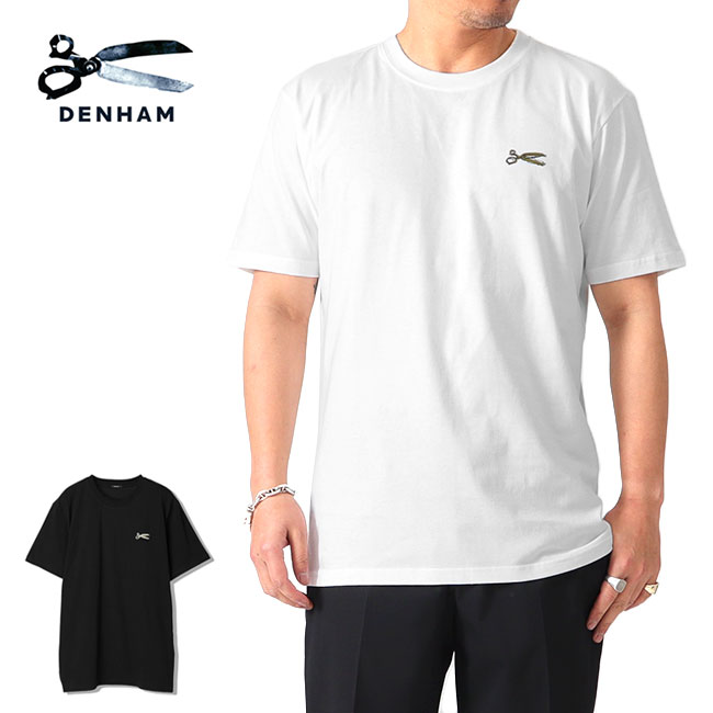 DENHAM デンハム WRIGHT REG TEE CJ シザーロゴ グラフィックTシャツ 黒 白 半袖Tシャツ メンズ