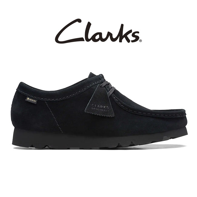 CLARKS クラークス Wallabee GTX ワラビー ゴアテックス スエードレザー モカシンシューズ 26149449 黒 スニーカー メンズ