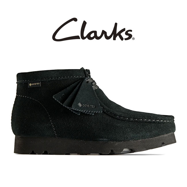 クラークス レザースニーカー レディース CLARKS クラークス Wallabee BT GTX ワラビーブーツ ゴアテックス スエードレザー モカシンシューズ 26168586 黒 スニーカー レディース