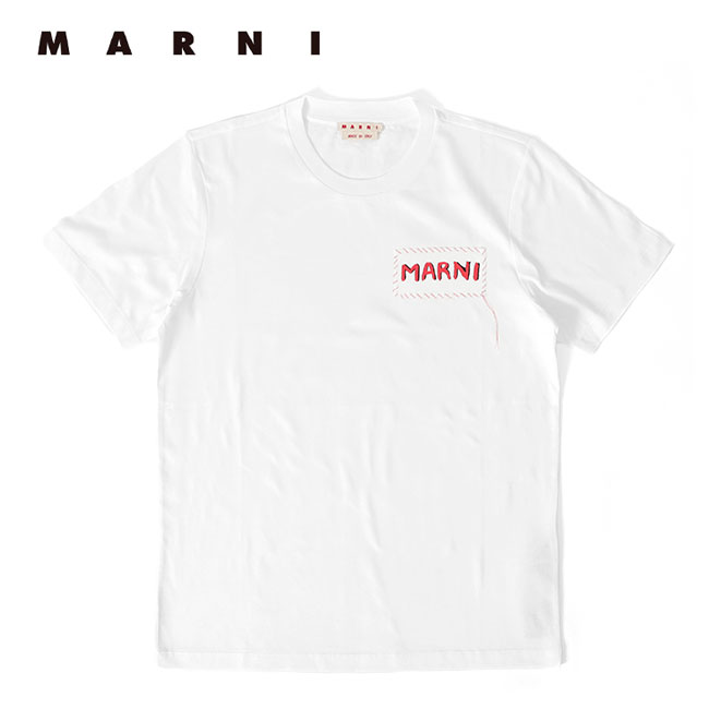 MARNI マルニ パッチワーク ロゴTシャツ HUMU0198X0 UTC017 白 半袖Tシャツ メンズ レディース