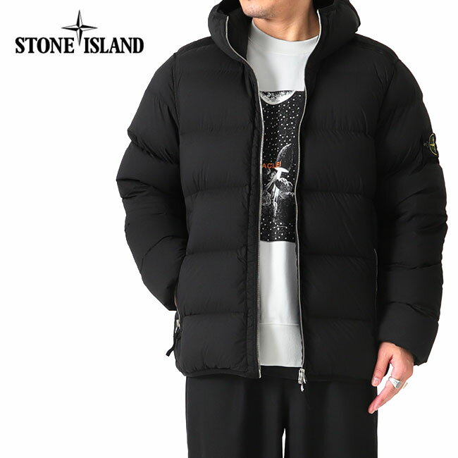 ストーンアイランド Stone Island ストーンアイランド ガーメントダイ ナイロンタフタ フーデッド ダウンジャケット 791543728 黒 メンズ