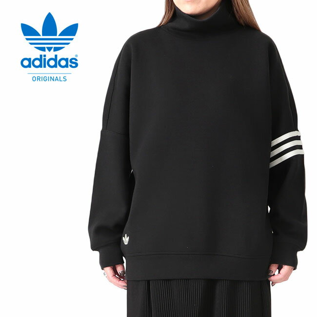 adidas アディダスオリジナルス アディカラー オーバーサイズ ハイネック スウェット IM1817 黒 トレーナー レディース