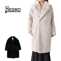 ヘルノ チェスターコート レディース HERNO ヘルノ エコファー ダブルブレスト ファーコート CA000440D 1242 チェスターコート レディース