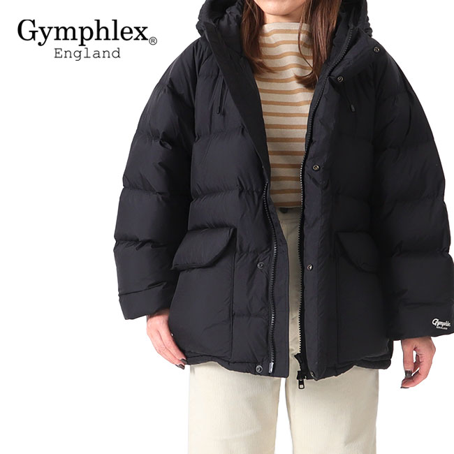GYMPHLEX ジムフレックス ナイロンタフタ フード付き ホワイトグース ダウンジャケット GY-A0441 DMN レディース