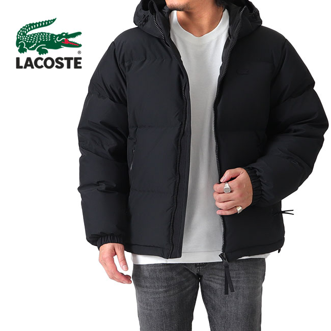 LACOSTE ラコステ バックロゴ モノトーン フード付き ダウンジャケット BH6245 黒 メンズ