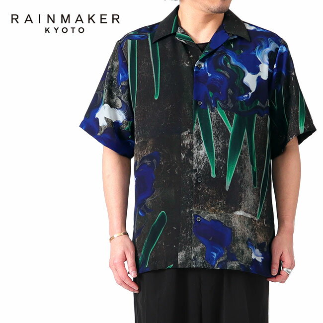 RAINMAKER レインメーカー 燕子花図 グラフィック オープンカラーシャツ RM241-022 花柄 総柄 開襟 半袖シャツ メンズ