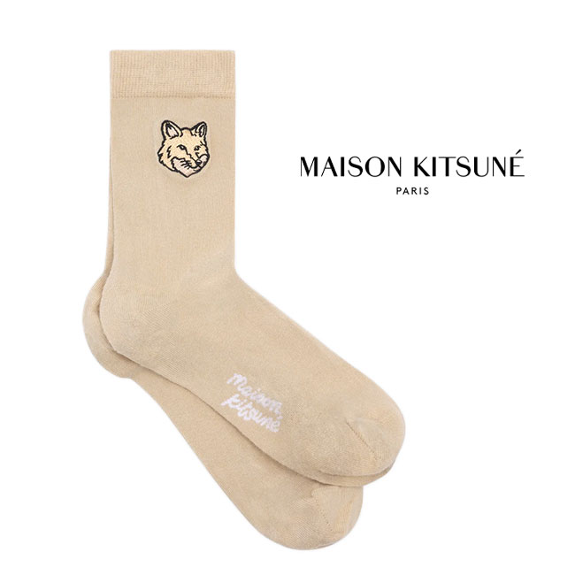 Maison Kitsune メゾンキツネ ボールド フォックスヘッド ソックス MM06414KT0014 靴下 白 黒 メンズ レディース ギフト プレゼント