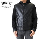 EMMETI エンメティ JURI HOODIE TECH ユリ フーディ テック フード付き レザージャケット 黒 ブラック メンズ