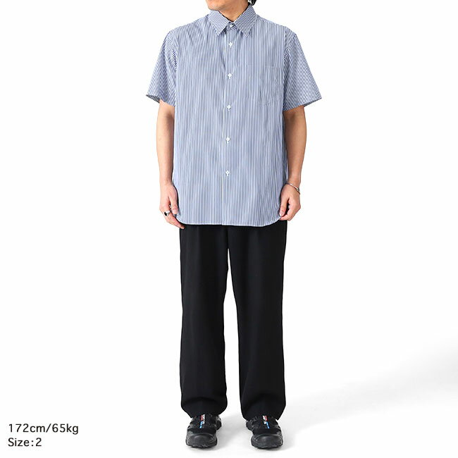 [SALE] FUMITO GANRYU フミトガンリュウ THOMAS MASON トーマスメイソン プリーツ ストライプシャツ Fu13-Sh-01 ギャザー 半袖シャツ メンズ