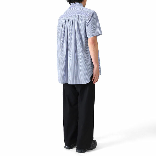 [SALE] FUMITO GANRYU フミトガンリュウ THOMAS MASON トーマスメイソン プリーツ ストライプシャツ Fu13-Sh-01 ギャザー 半袖シャツ メンズ