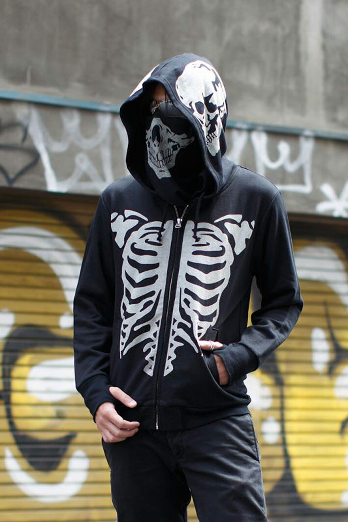 ESTILO ѡ եС ɥ   åץå ȥ졼ʡ ѡ ֥å Men's SKULL BONE PARKA å եå ˥å Halloween ϥ ϥ Х  ޥ륦 աǥ