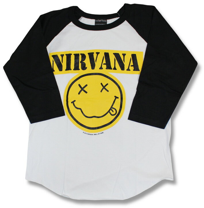 バンドtシャツ ロックtシャツ ラグラン ニルヴァーナ NIRVANA ニルバーナ 七分袖 7分袖 長袖 ベースボールシャツ メール便OK バンド ロック band rock