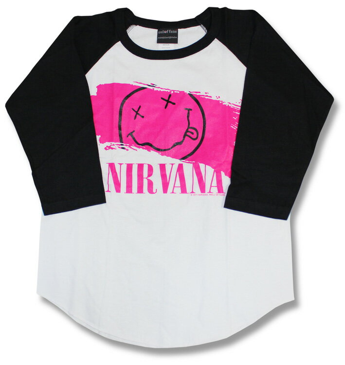 NIRVANA tシャツ ニルバーナ ニルヴァーナ ラグラン 七分袖 7分袖 長袖 ラグラン バンドTシャツ ロックTシャツ ベースボールシャツ メール便OK バンド ロック band rock ユニセックス