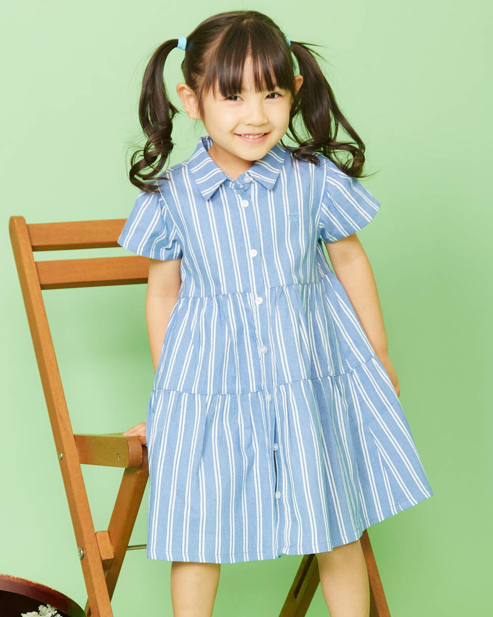 【50％OFF】デニムシャツワンピース/女の子/セール/202J2850ギフト包装無料 100-130サイズ 子供服 ゴールデンベア Golden Bear