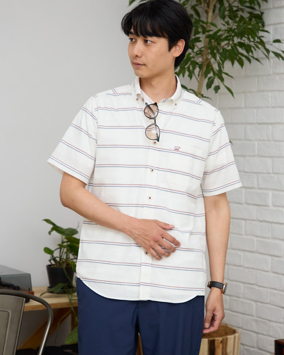 【30%OFF】ボーダー半袖シャツ/メンズ/セール/314R4302/M-LL /プレゼント/ギフト