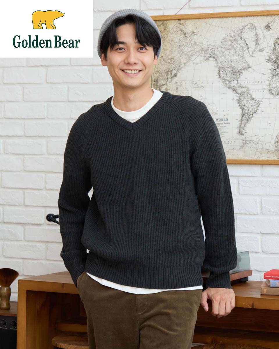 【公式】Vネックニット/メンズ/314RE625/M-L/プレゼント/ギフト包装無料 ゴールデンベア Golden Bear