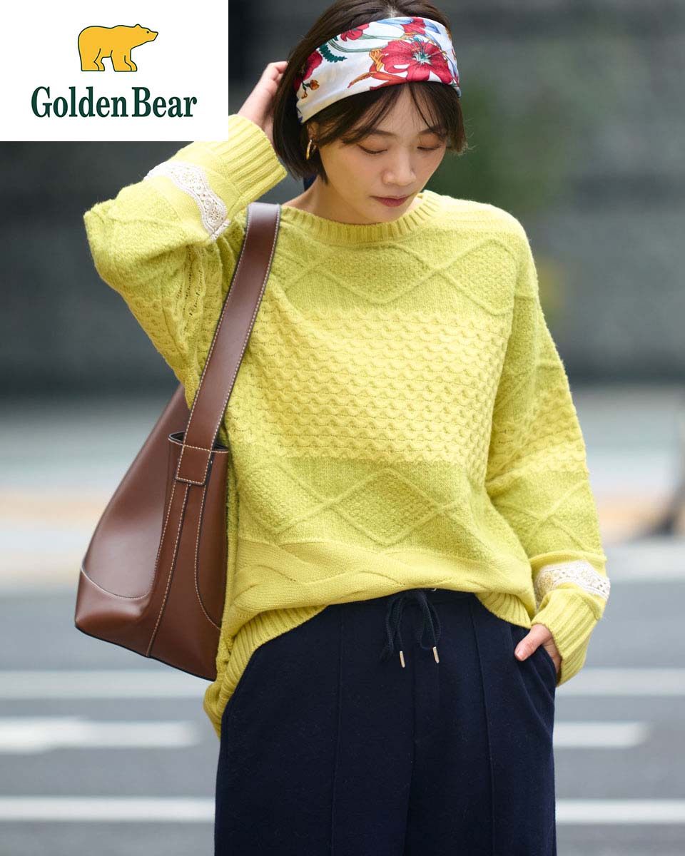【公式】ケーブルニットプルオーバー/レディース/468RE651/ギフト包装無料 M-L ゴールデンベア Golden Bear