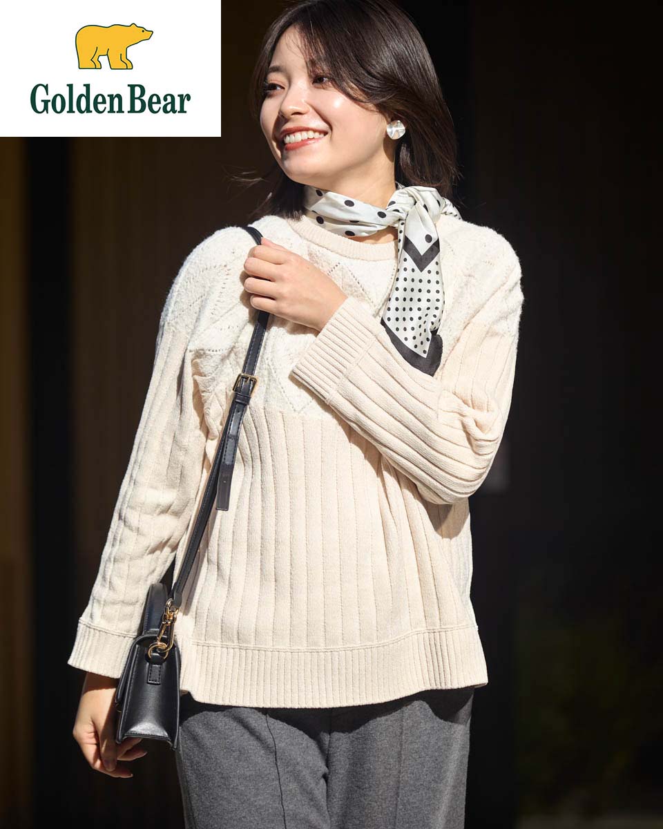 【公式】柄編みプルオーバー/レディース/468RE661/ギフト包装無料 M-LL ゴールデンベア Golden Bear