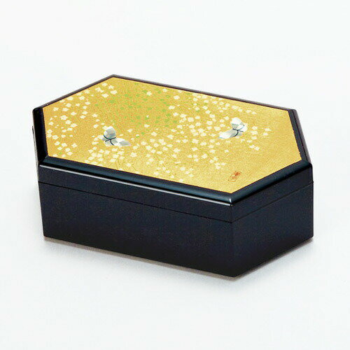 楽天金箔屋さくだティファニーBOX 「かすみ草」 鏡付き 宝石箱 アクセサリーBOX 金沢箔工芸品　ギフト包装 のし 対応 アクセサリーケース 小物入れ プレゼント 工芸品 お祝い