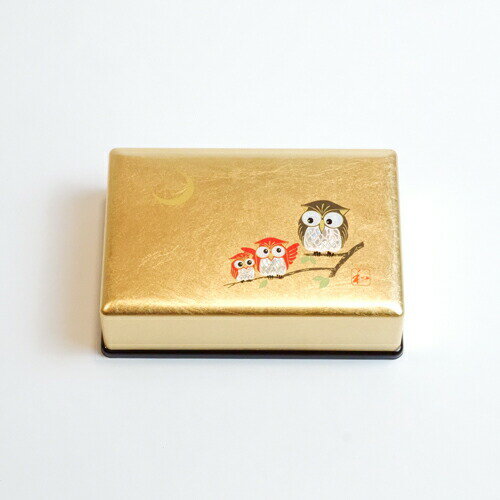 【金箔屋さくだ】カードBOX「ふくろう」金沢箔工芸品 漆器 ギフト包装 のし 対応 カードケース 名刺入れ