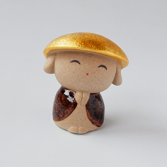 小坊さん ありがとう 一期一会 陶製 置物 お土産 金沢 旅行 金箔 敬老の日 お坊さん 坊主