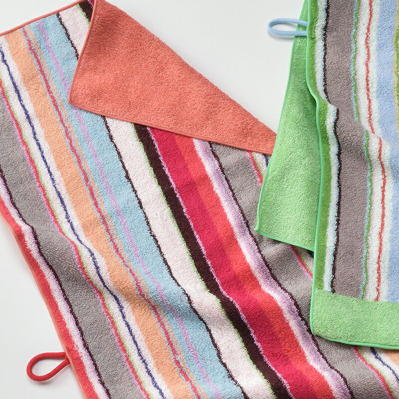 今治タオル ループタオル ループ付き キッズ フェイスタオル MULTI-STRIPES マルチストライプ タオル 吸水 薄手 速乾 子ども ループ フック 小さめ コンパクト 縞々 しましま 保育園 幼稚園 プール 入園 入学 海水浴 日本製 今治 綿 コットン cotton 3