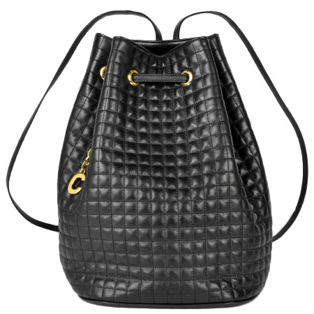 セリーヌ CELINE バックパック スモール Cチャーム キルティング レザー ブラック【中古】