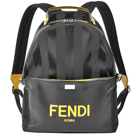 【お買い物マラソン!ポイント2倍!クーポン利用で最大3万円オフ!5/9～5/16】フェンディ FENDI ペカン バックパック ナイロン レザー ロゴ ブラック リュック 7VZ053【中古】