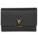 【5/1限定!ワンダフルデーポイント最大2倍!&最大30000円Offクーポン】ルイヴィトン LOUIS VUITTON 小銭入付き三つ折り財布 ポルトフォイユ カプシーヌ コンパクト トリヨンレザー ノワール M62157【中古】