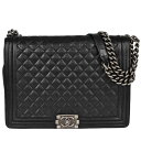 シャネル CHANEL ボーイシャネル マトラッセ ココマーク チェーンショルダーバッグ 17番(2013年製造) キャビアスキン ブラック シルバー金具【中古】