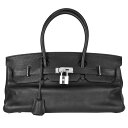 【クーポン利用で最大3万円オフ! 3/1～3/11】エルメス HERMES ショルダーバーキン 42 ショルダーバッグ トゴ □H刻印 ブラック シルバー金具【中古】