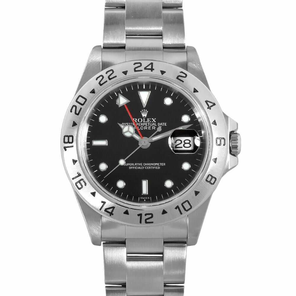 【お買い物マラソン!ポイント2倍!クーポン利用で最大3万円オフ!5/9～5/16】ロレックス ROLEX 16570 エクスプローラーII A番 腕時計 自動巻 ブラック メンズ【中古】