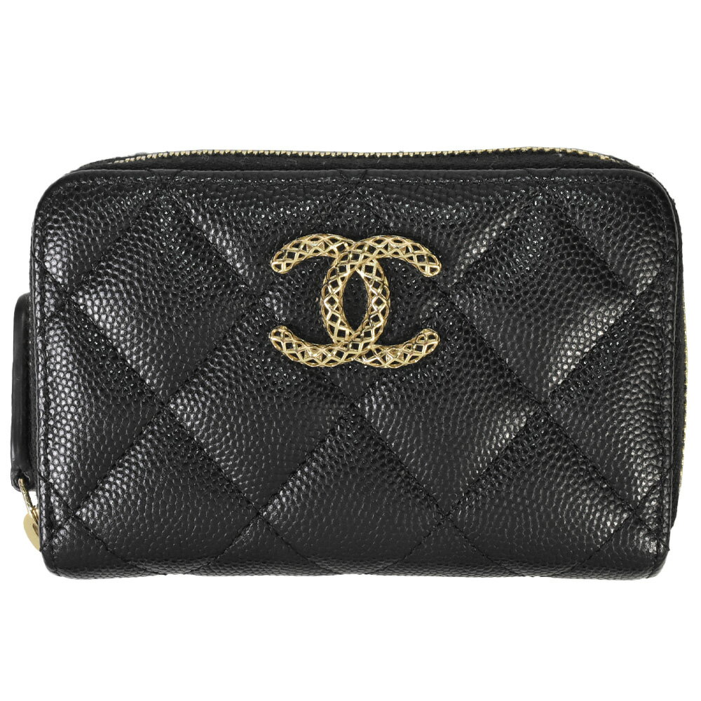 【楽天スーパーSALE対象商品 最大50%OFF!＆P2倍!+3万円Offクーポン 6/4～6/11】シャネル CHANEL マトラッセ ジップ コインパース コインケース キャビアスキン AP3186 ブラック ゴールド金具【中古】