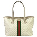 グッチ GUCCI オフィディア ミディアム GG トートバッグ GGスプリームキャンバス 631685 UULAG 9682 ホワイト ベージュ ウェブ ストライプ【中古】