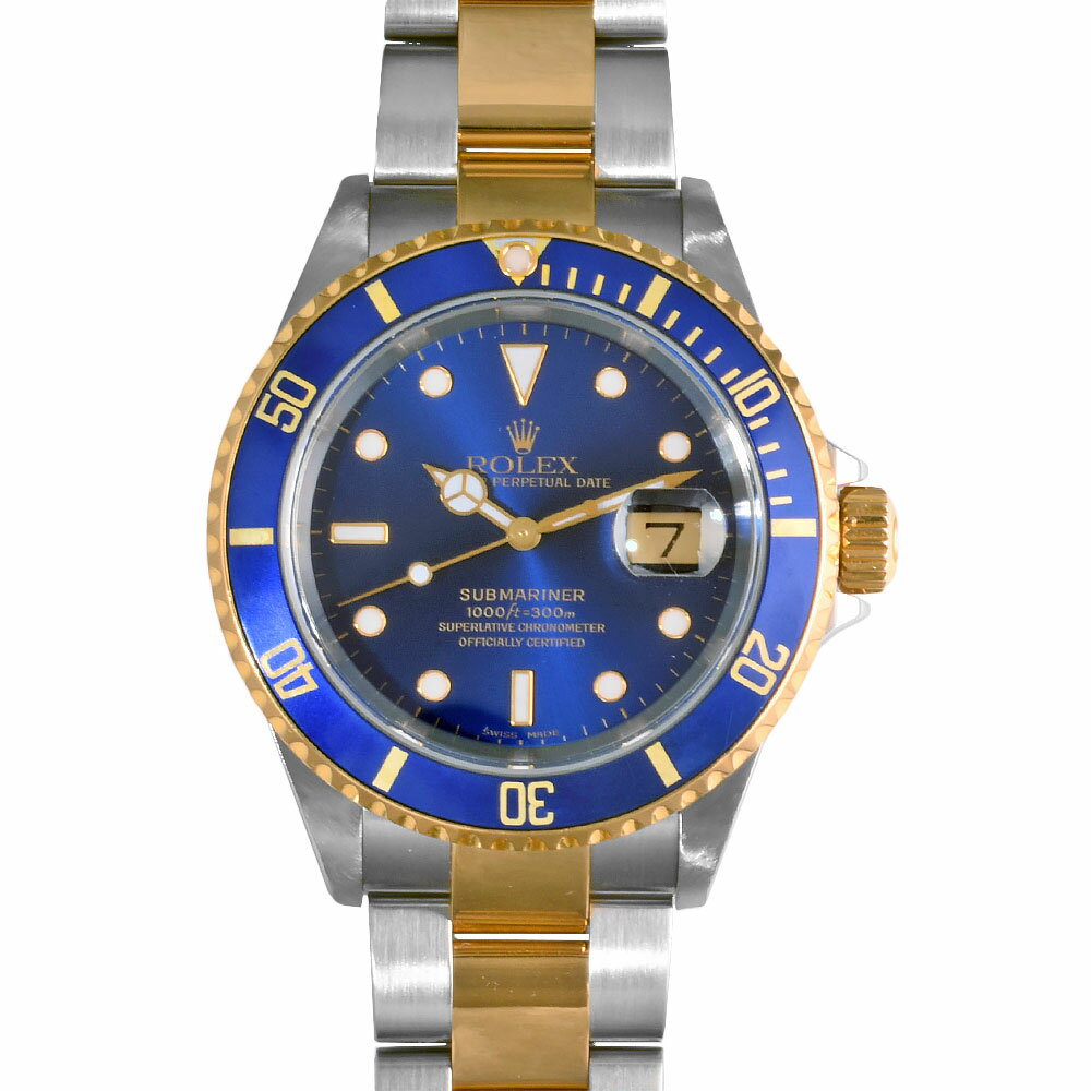 ロレックス ROLEX 16613 サブマリーナ デイト Y番 2002年製造 腕時計 自動巻 ブルー文字盤 YG×SS メンズ【中古】