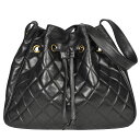 【5/1限定!ワンダフルデーポイント最大2倍!&最大30000円Offクーポン】シャネル CHANEL ココマーク マトラッセ 巾着 トートバッグ ラムスキン ブラック ショルダーバッグ【中古】