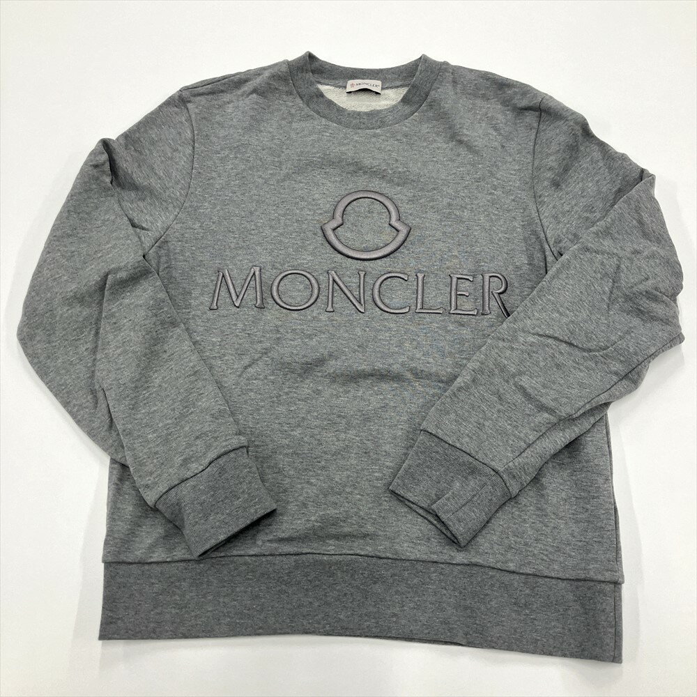 モンクレール MONCLER ロゴ刺繍 クルーネック スウェット コットン G10918G79610809KR グレー M トレーナー メンズ【中古】