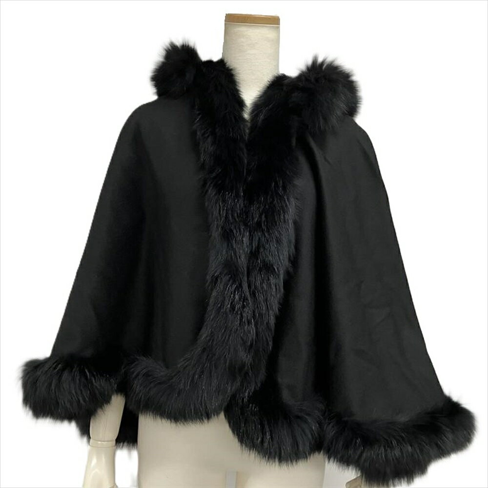 ファーケープ タグなし ポンチョ ファー ブラック レディース【中古】