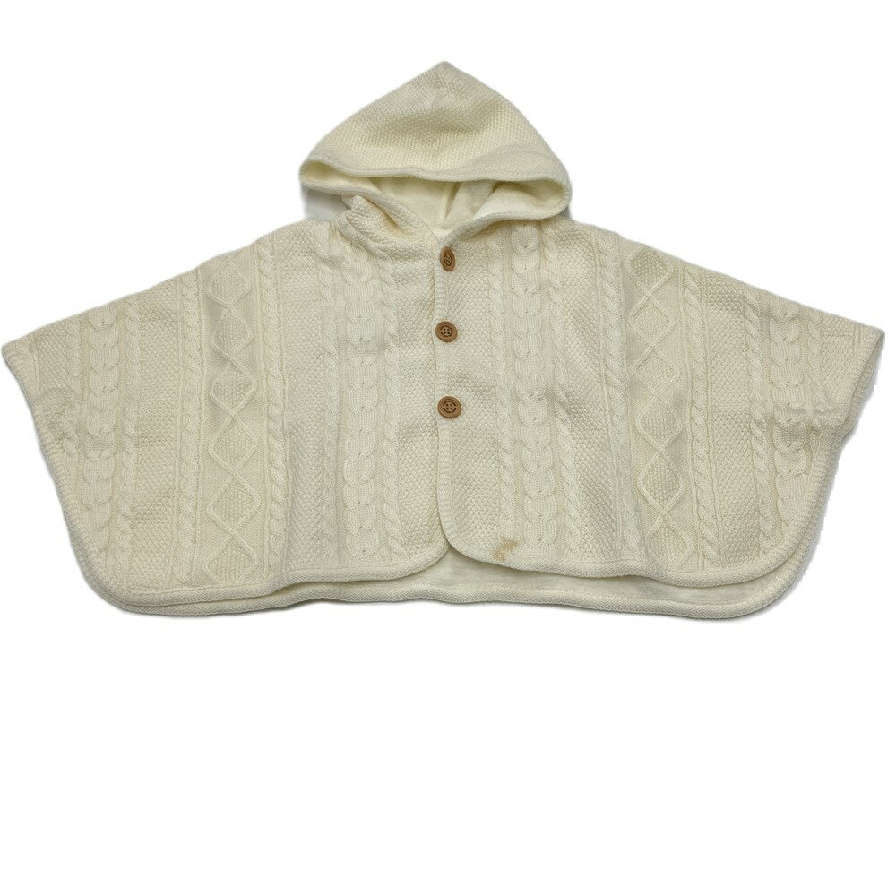 ミキハウス MIKI HOUSE ポンチョ アクリル ウール ホワイト 60-90 キッズ【中古】