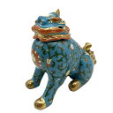 ヘレンド HEREND シノワズリ 獅子 マスターペインターサイン入り オブジェ 置物 磁器 ブルー 吽像【中古】