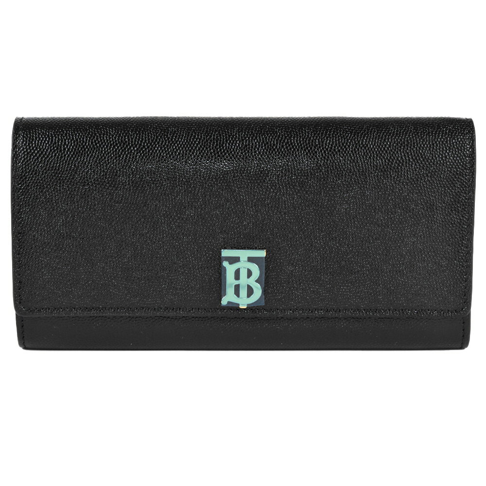 バーバリー BURBERRY 二つ折り ロゴ金具 長財布 レザー 8018938 ブラック【中古】