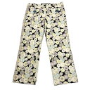 ルイヴィトン LOUIS VUITTON クロップド パンツ コットン ブラック 36 フラワー ビジュー 装飾 花柄 レディース【中古】